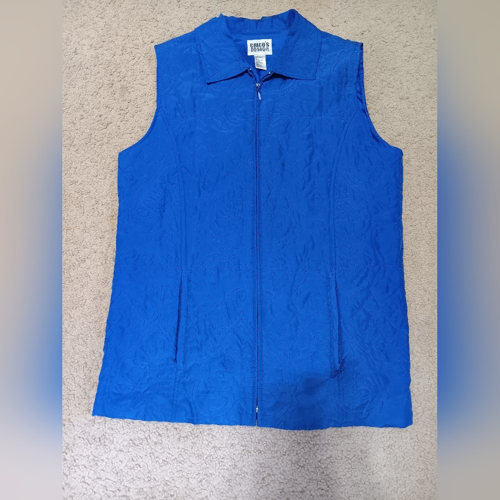 Chico's Design Blue Silk Vest